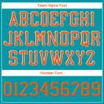 Custom Name Number Personalized Aqua Orange-White Snapback Hat Adjustable Team Personalized Aqua Orange-White Stitched Adjustable