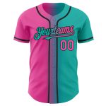 Custom Name Number Aqua Pink-Black Gradient Fashion Baseball Jersey - Personalized Team Apparel Personalized Aqua Pink-Black