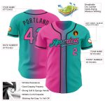 Custom Name Number Aqua Pink-Black Gradient Fashion Baseball Jersey - Personalized Team Apparel Personalized Aqua Pink-Black