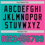 Personalized Aqua Pink Black Gradient Varsity Letterman Bomber Jacket Full-Snap Fashion Personalized Aqua Pink-Black Bomber