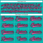 Custom Team Hockey Jersey with Personalized Name and Number in Aqua, Pink, and Black Lace Neck Design Personalized Aqua Pink-Black