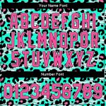 Custom Name Number Varsity Letterman Jacket Aqua Pink Black Leopard Print 3D Pattern Bomber Style Personalized Aqua Pink-Black