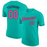 Personalized Performance T-Shirt in Aqua Pink-Black Color for Active Wear Personalized Aqua Pink-Black Performance T-Shirt