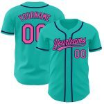Personalized Aqua Pink Navy Baseball Jersey - Custom Sports Apparel for Fans Personalized Aqua Pink-Navy Baseball Jersey