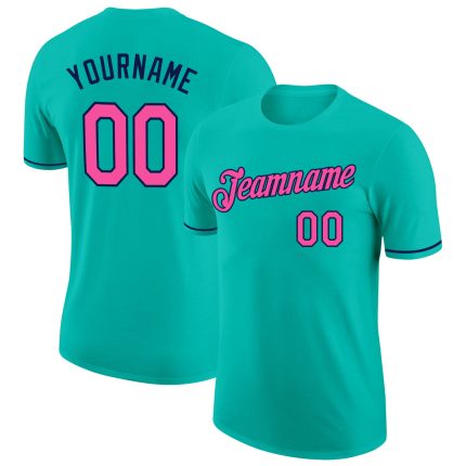 Personalized Aqua Pink Navy Performance Tee for Women - Custom Active T-Shirt Personalized Aqua Pink-Navy Performance T-Shirt