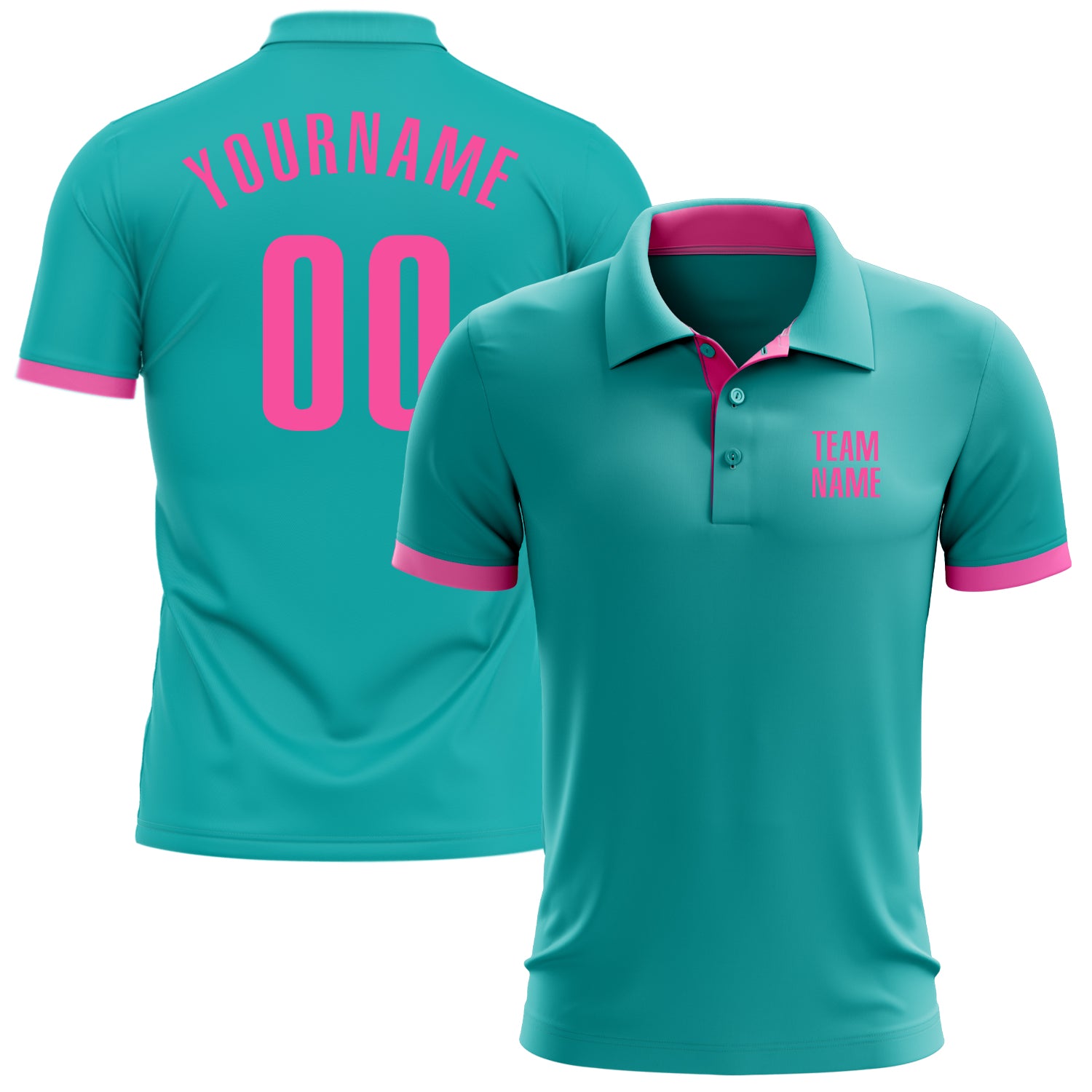 Personalized Aqua Pink Golf Polo Shirt for Performance Wear Personalized Aqua Pink Performance Golf Polo Shirt