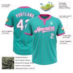 Personalized Aqua Pink Pinstripe Unisex Softball Jersey - Two-Button Design, Soft and Comfortable Fit Personalized Aqua Pink