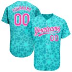 Personalized 3D Baseball Jersey in Aqua Pink-White Color Design Personalized Aqua Pink-White 3D Baseball Jersey