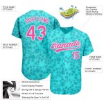 Custom Name and Number Authentic Baseball Jersey - Personalized Aqua Pink-White 3D Pattern Design Personalized Aqua Pink-White