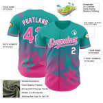 Custom Name and Number Baseball Jersey - Personalized Aqua Pink-White Gradient 3D Pattern Twinkle Star Design Personalized