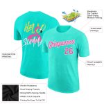 Personalized Aqua Pink White Palm Leaves Performance T-Shirt for Summer Holiday Personalized Aqua Pink-White 3D Summer Holiday