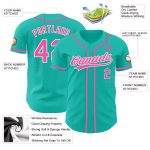 Custom Name and Number Aqua Pink-White Authentic Baseball Jersey - Personalized Team Gear Personalized Aqua Pink-White Authentic