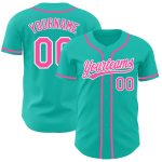 Personalized Aqua Pink White Baseball Jersey for Men and Women - Custom Team Sportswear Personalized Aqua Pink-White Baseball