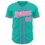 Personalized Aqua Pink White Baseball Jersey for Men and Women - Custom Team Sportswear Personalized Aqua Pink-White Baseball