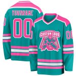 Personalized Aqua Pink White Hockey Jersey for Customized Sports Apparel Personalized Aqua Pink-White Hockey Jersey