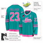 Personalized Aqua Pink White Hockey Jersey for Kids and Adults Personalized Aqua Pink-White Hockey Jersey