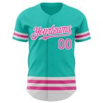 Custom Aqua Pink-White Baseball Jersey with Personalized Name and Number - Authentic Team Apparel Personalized Aqua Pink-White