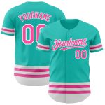 Custom Aqua Pink-White Baseball Jersey with Personalized Name and Number - Authentic Team Apparel Personalized Aqua Pink-White
