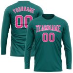 Personalized Aqua Pink White Long Sleeve Performance Tee Shirt for Comfort and Style Personalized Aqua Pink-White Long Sleeve