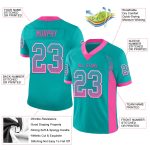 Custom Personalized Football Jersey for Team - Aqua Pink White Mesh Drift with Name and Number Personalized Aqua Pink-White