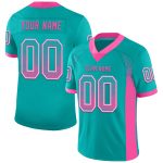 Custom Personalized Football Jersey for Team - Aqua Pink White Mesh Drift with Name and Number Personalized Aqua Pink-White