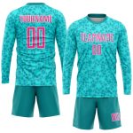 Custom Name and Number Soccer Jersey - Personalized Aqua Pink White Sublimation Team Uniform Personalized Aqua Pink-White