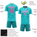 Custom Name and Number Soccer Jersey - Personalized Aqua Pink White Sublimation Team Uniform Personalized Aqua Pink-White