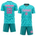 Custom Name and Number Soccer Jersey - Personalized Aqua Pink White Sublimation Team Uniform Personalized Aqua Pink-White