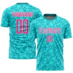 Personalized Aqua Pink White Soccer Jersey Uniform - Custom Sublimation Sports Apparel Personalized Aqua Pink-White Sublimation