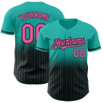 Custom Name and Number Fashion Baseball Jersey - Personalized Aqua Pinstripe Pink-Black Authentic Fade Design Personalized