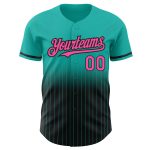 Personalized Aqua Pinstripe Fashion Baseball Jersey in Pink-Black Fade Personalized Aqua Pinstripe Pink-Black Fade Fashion