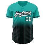 Custom Aqua Pinstripe Fashion Baseball Jersey - White-Black Fade Design Personalized Aqua Pinstripe White-Black Fade Fashion