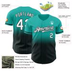 Custom Aqua Pinstripe Fashion Baseball Jersey - White-Black Fade Design Personalized Aqua Pinstripe White-Black Fade Fashion