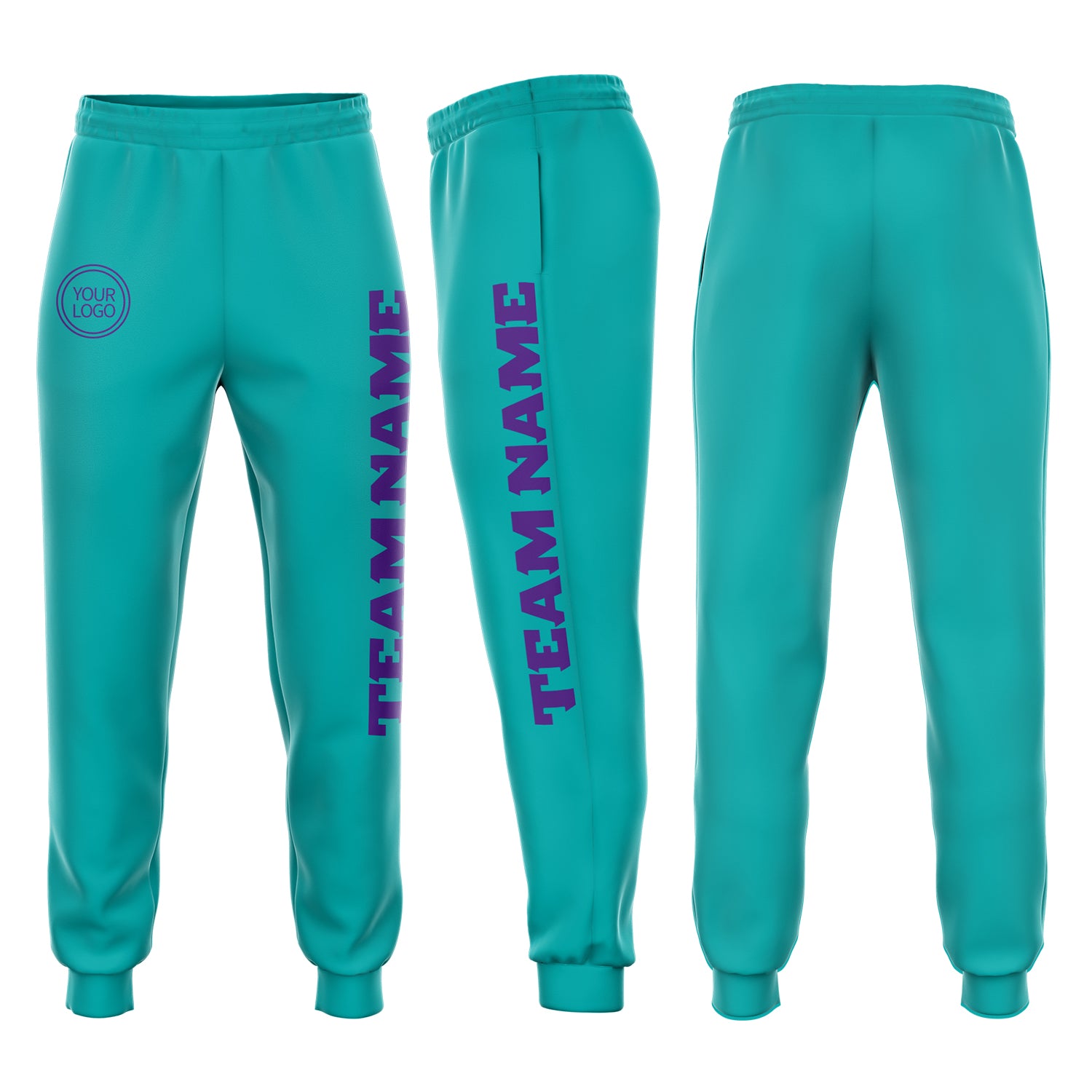 Personalized Aqua Purple Fleece Joggers for Women - Comfortable Sweatpants Personalized Aqua Purple Fleece Jogger Sweatpants