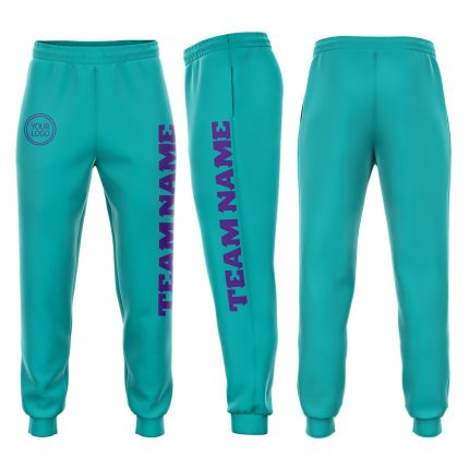Aqua Purple Personalized Fleece Joggers for Women | Cozy Sweatpants Personalized Aqua Purple Fleece Jogger Sweatpants