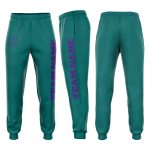 Custom Aqua Purple Fleece Jogger Sweatpants with Personalized Name and Number Personalized Aqua Purple Fleece Jogger Sweatpants