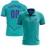 Custom Team Name and Number Aqua Purple Performance Golf Polo Shirt Personalized Aqua Purple Performance Golf Polo Shirt