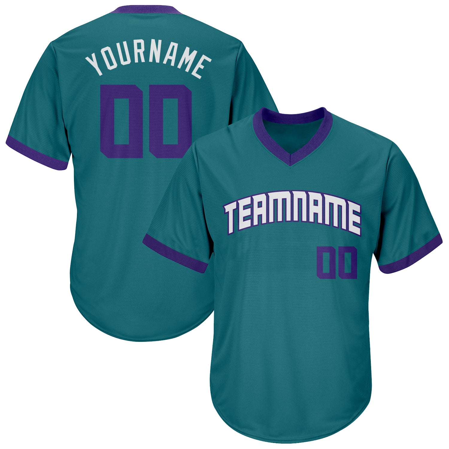 Custom Name and Number Personalized Aqua Purple-White Baseball Jersey Shirt Authentic Throwback Rib-Knit Personalized Aqua