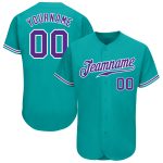 Personalized Aqua Purple White Baseball Jersey for Men Women Kids Personalized Aqua Purple-White Baseball Jersey