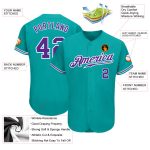 Personalized Aqua Purple White Baseball Jersey for Men Women Kids Personalized Aqua Purple-White Baseball Jersey