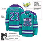 Custom Aqua Purple White Hockey Jersey - Personalized Sports Apparel Personalized Aqua Purple-White Hockey Jersey