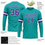Personalized Aqua Purple White Long Sleeve T-Shirt for Performance 2 Personalized Aqua Purple-White Long Sleeve Performance