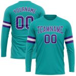 Personalized Aqua Purple White Long Sleeve T-Shirt for Performance 2 Personalized Aqua Purple-White Long Sleeve Performance