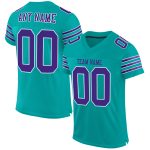 Custom Name and Number Aqua Purple-White Authentic Football Jersey - Personalized Team Jersey Personalized Aqua Purple-White