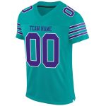 Personalized Aqua Purple White Football Jersey for Kids, Custom Mesh Design, Youth Sports Apparel Personalized Aqua Purple-White