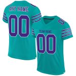 Personalized Aqua Purple White Football Jersey for Kids, Custom Mesh Design, Youth Sports Apparel Personalized Aqua Purple-White