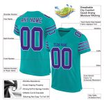 Personalized Aqua Purple White Football Jersey for Kids, Custom Mesh Design, Youth Sports Apparel Personalized Aqua Purple-White