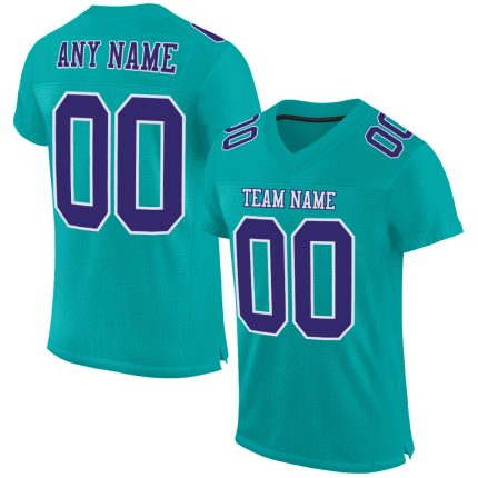 Personalized Aqua Purple White Football Jersey - Custom Mesh Jersey for Kids 3 Personalized Aqua Purple-White Mesh Football