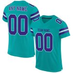 Custom Aqua Purple and White Football Jersey - Personalized Mesh Design Personalized Aqua Purple-White Mesh Football Jersey