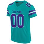 Custom Aqua Purple and White Football Jersey - Personalized Mesh Design Personalized Aqua Purple-White Mesh Football Jersey